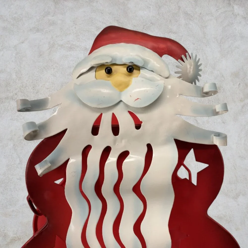 WINE HOLDER --  Christmas/Santa, Cut Metal, Holds 2 Bottles of Wine, Red/White